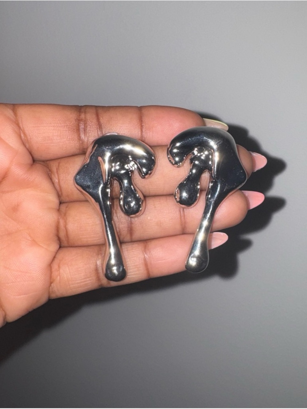Fashion Nova Silver Melting Drip Earrings